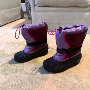 Sorel Kids' Plum and Black Snow Boots